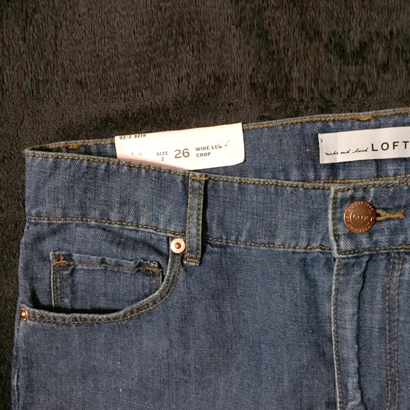 NWT • LOFT Cotton Linen Wide Leg Stonewash Jeans - Picture 3 of 7